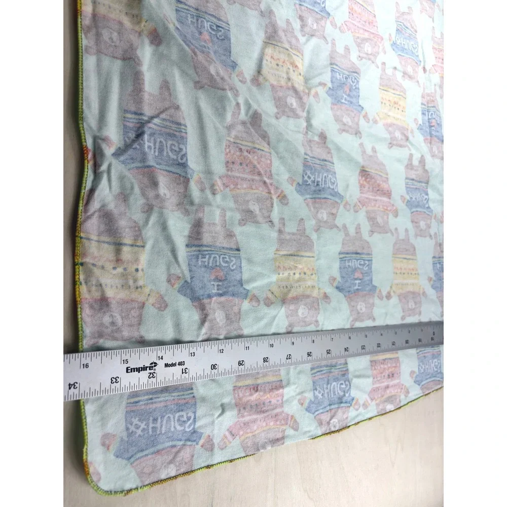 Blue Bear Print Flannel Baby Receiving Blanket I Heart Hugs 34x33 Aqua Nursery